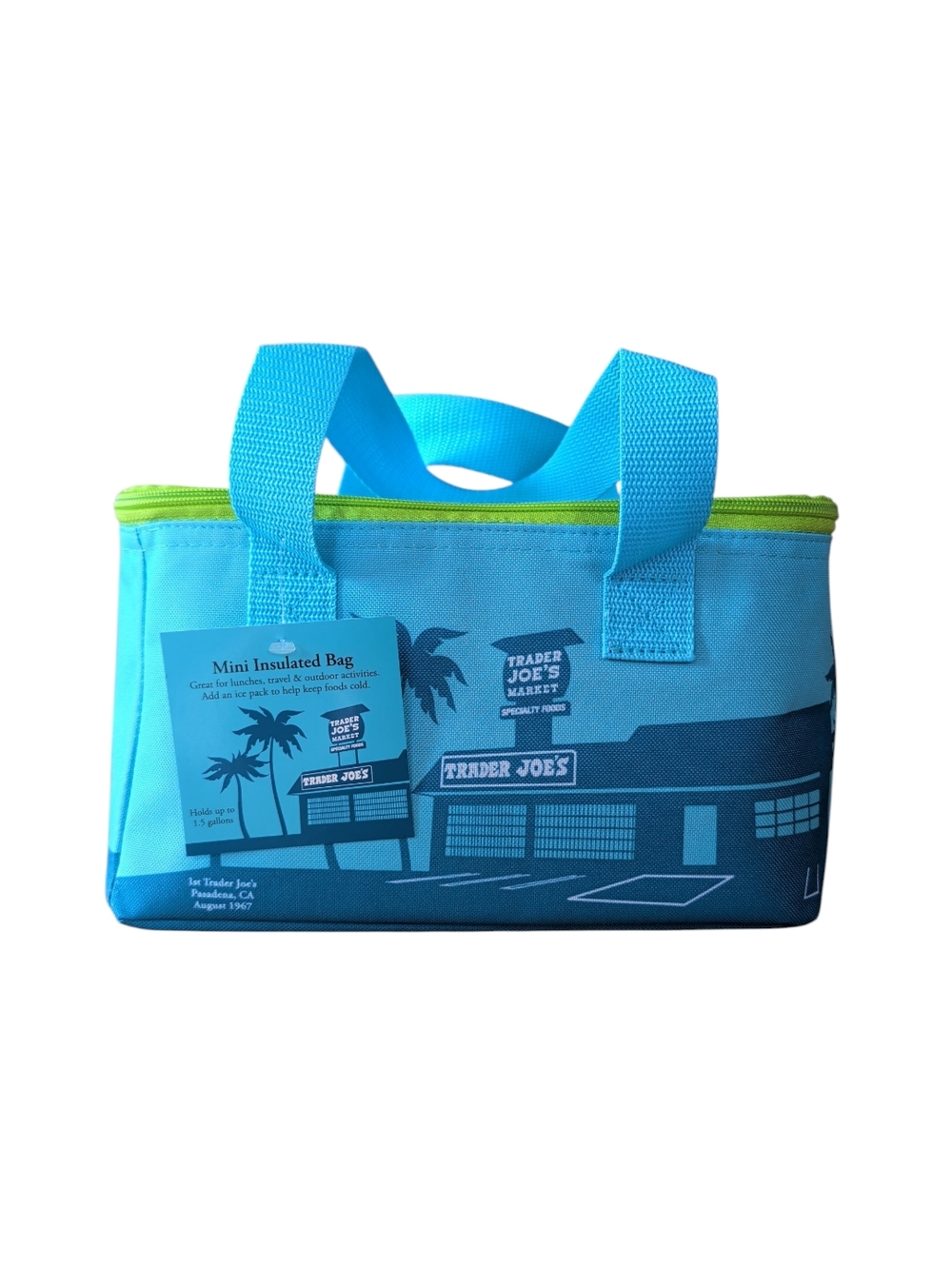 NWT Trader Joe's Mini Insulated Tote Bag - Limited Edition Blue 1.5 Gallon